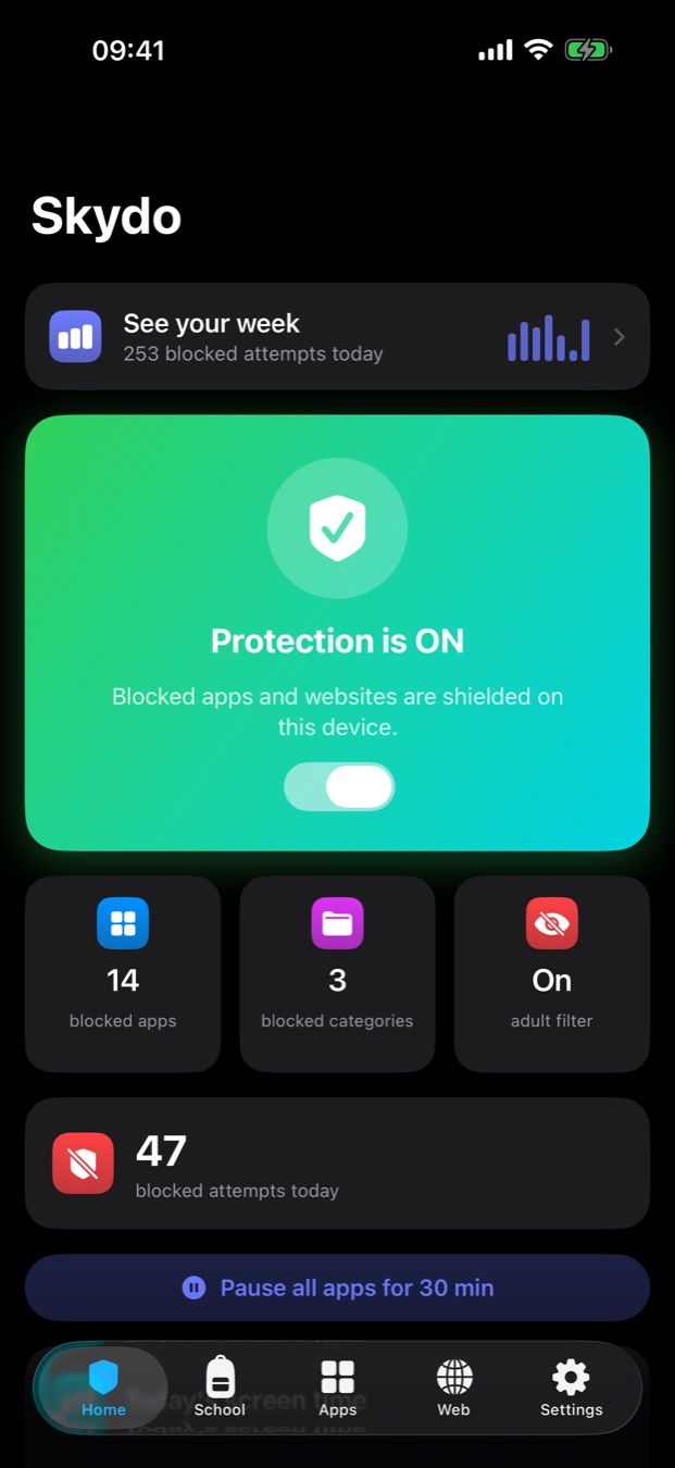 Skydo home screen